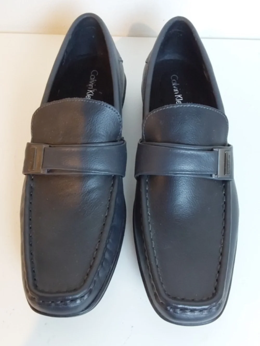 Calvin Klein| Men's Black Leather Quinlan Driving Loafers Mocs Luxe Sz.9.5